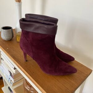 Via Spiga Giulia Mulberry suede pointed toe booties